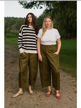 Tradlands Porch Pants Olive Barrel-Leg Pull-On Pants